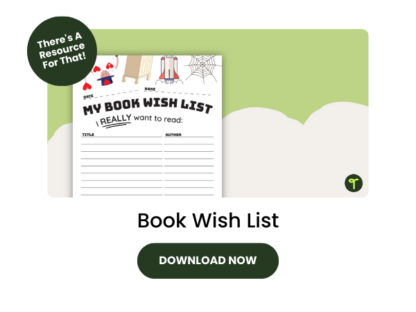 Book Wish List with dark green 
