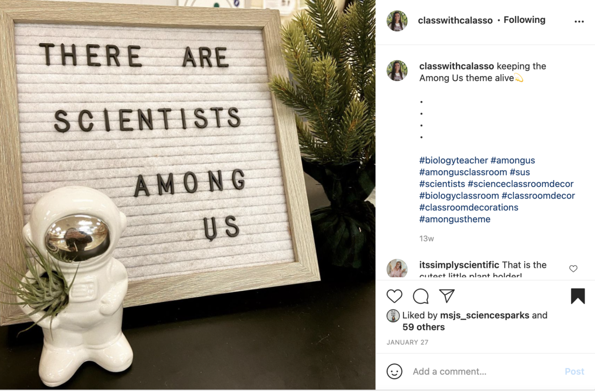 Felt board with the words there are scientists among us