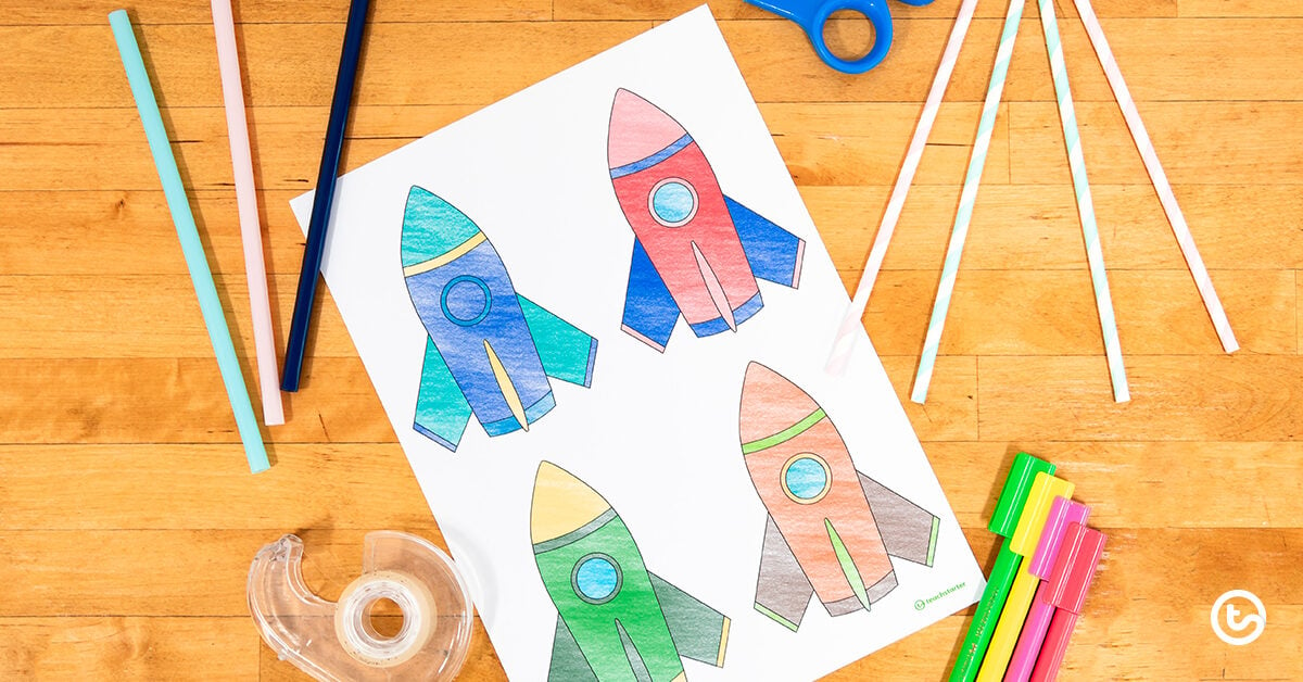 rocket ship activity for kids with craft supplies