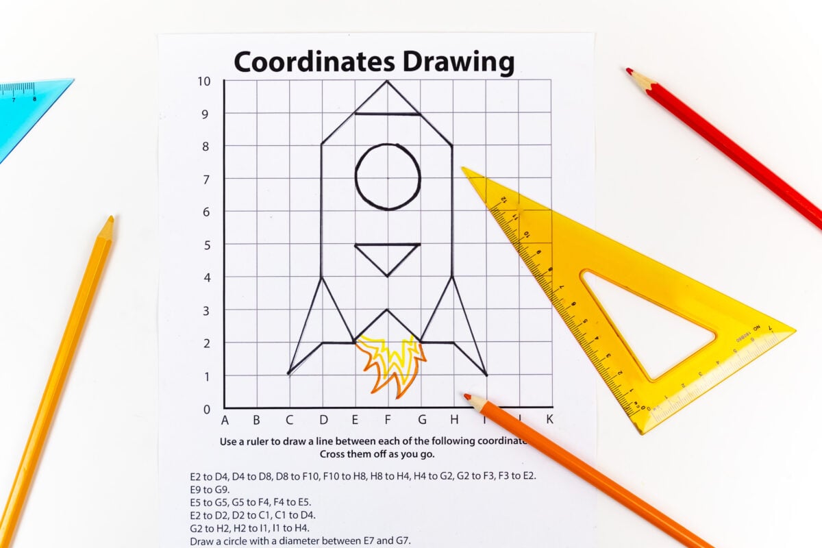 coordinates drawing spaceship worksheet
