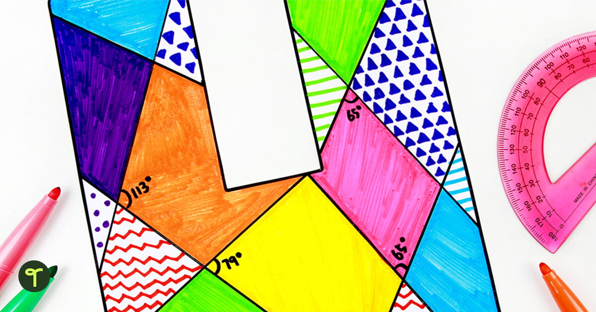 The 90 degree angle coloring page printable game