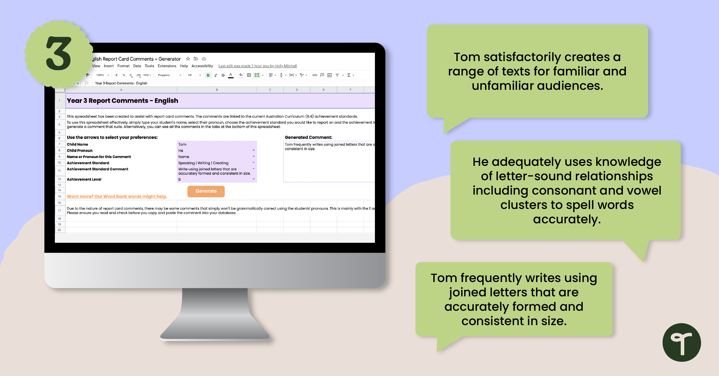 Report Card Writing using curriculum standards