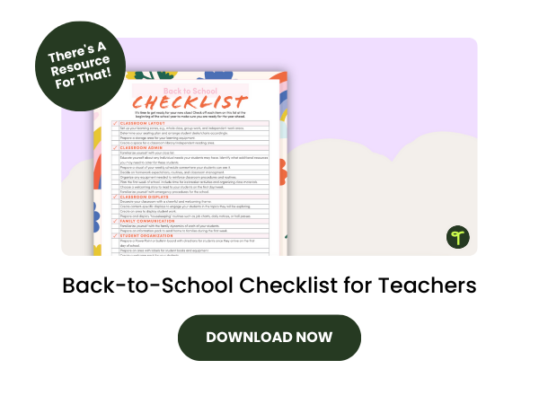 Back-to-School Checklist for Teachers with dark green 