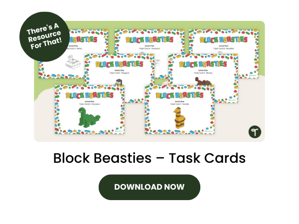 Block Beasties Task Cards with green 