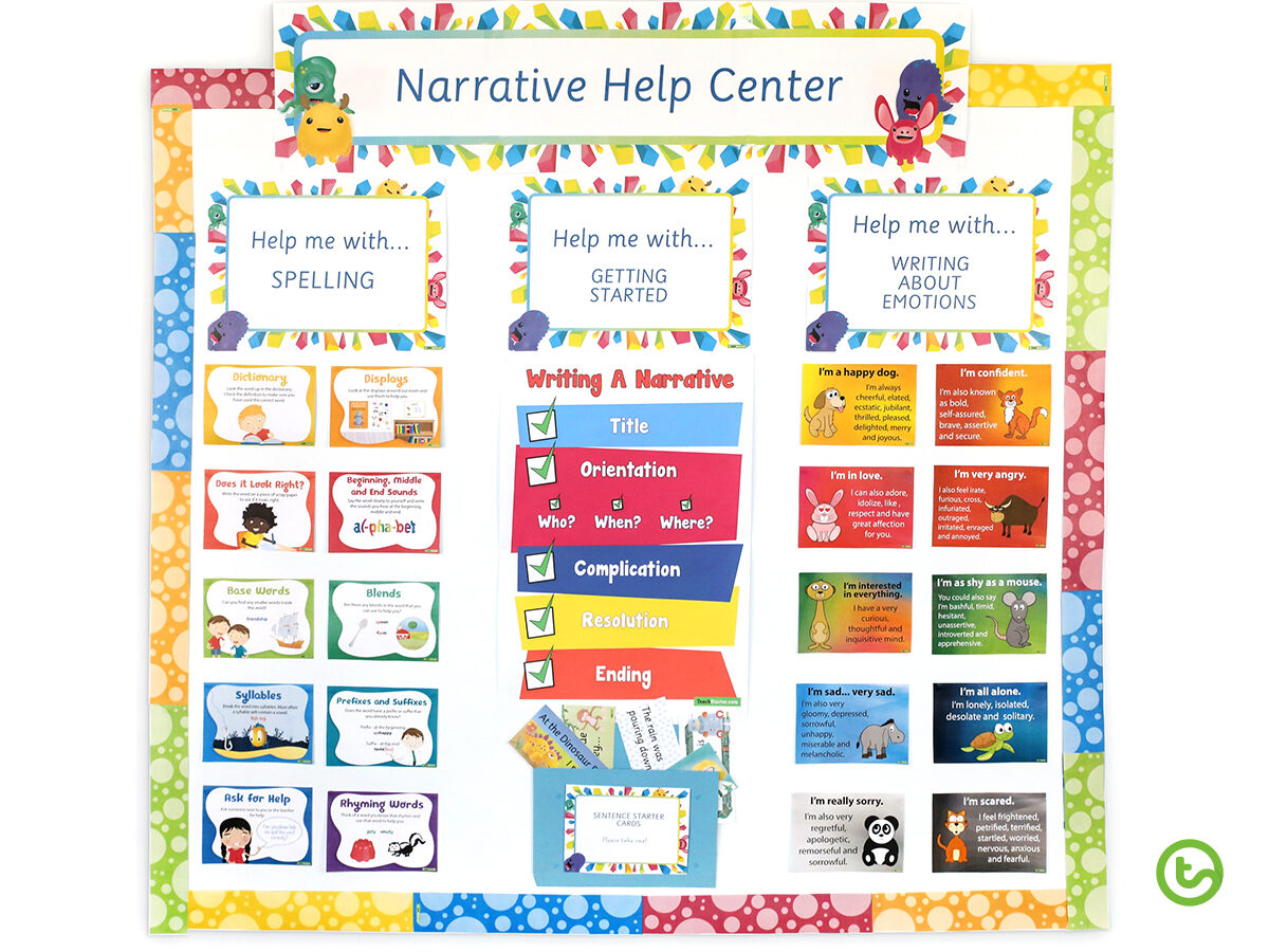 easy bulletin board featuring narrative help center