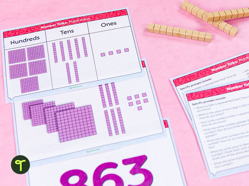 number talks task cards for place value