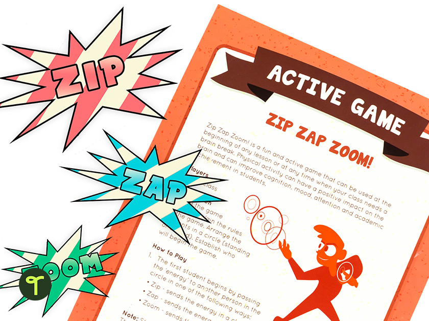 Zip Zap Zoom Active Game Indoor Recess - Teach Starter