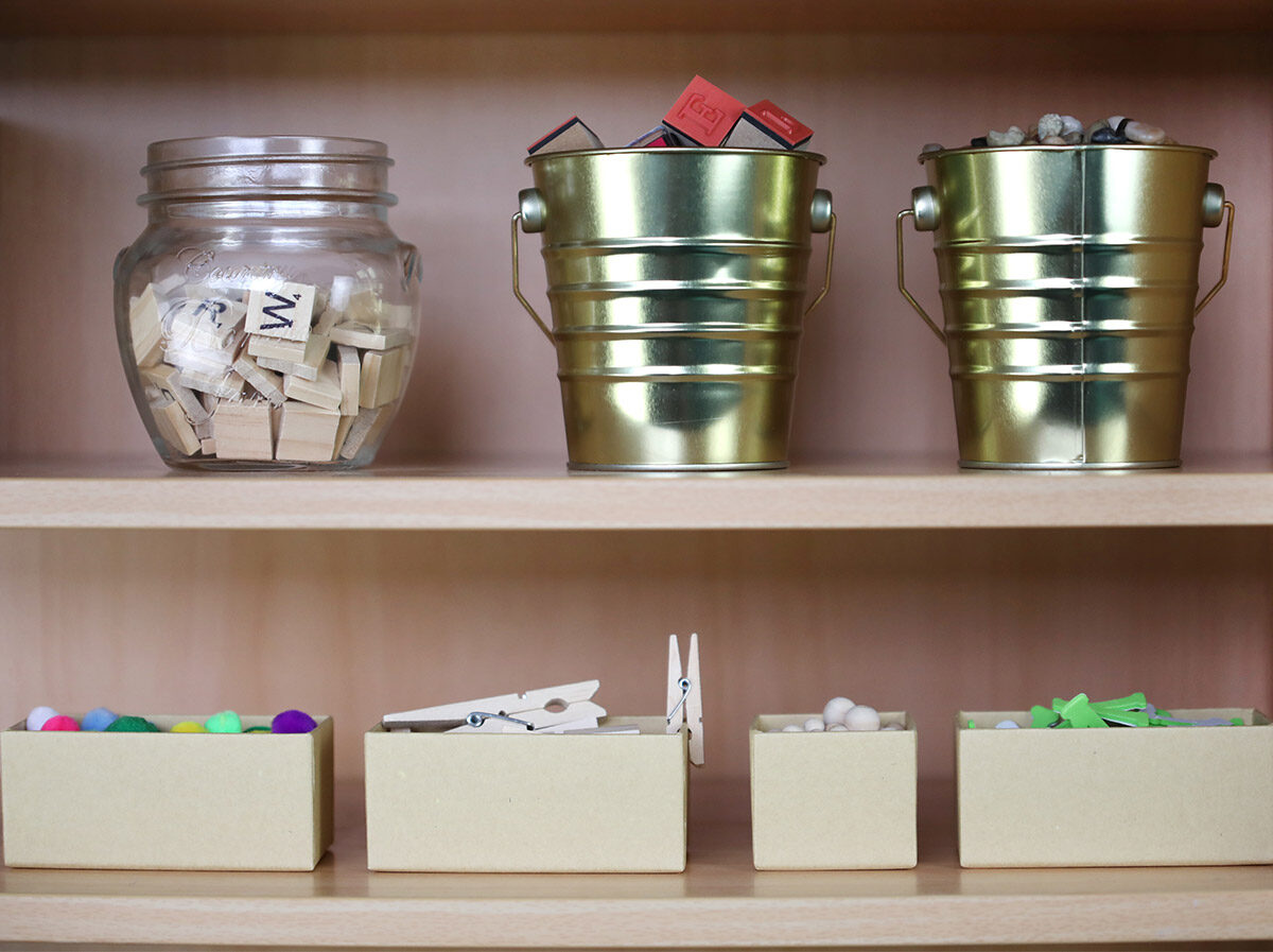 Photo of organised supplies in classroom