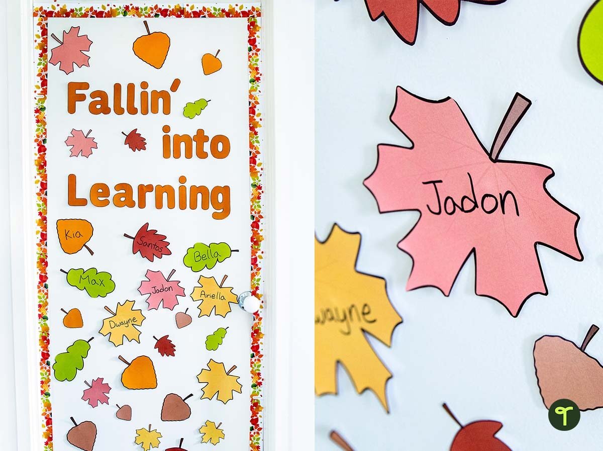 fall classroom door idea: Fallin into learning