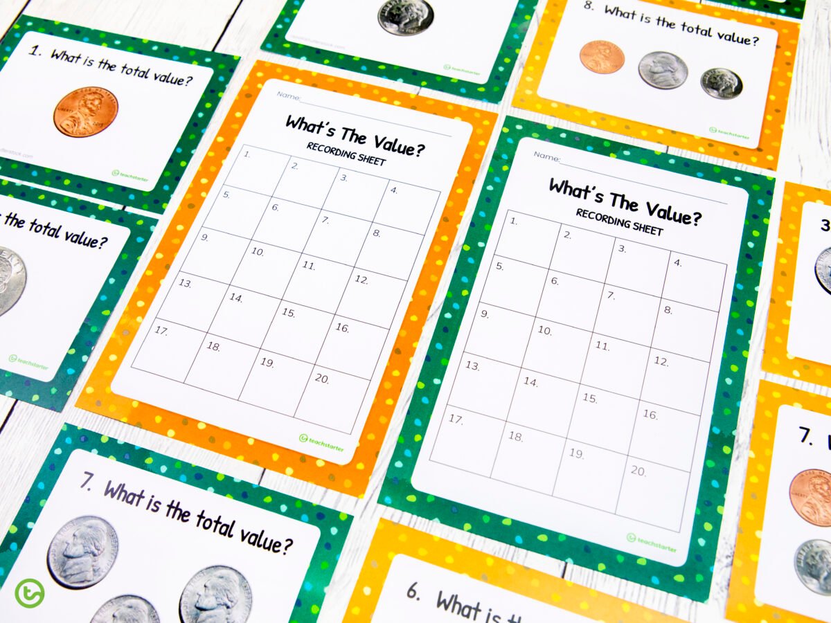 What's the Value Money Task Cards for learning about the value of money