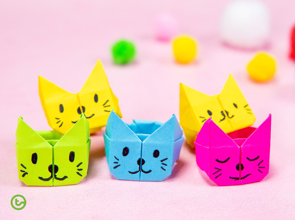 Origami cat ring for kids