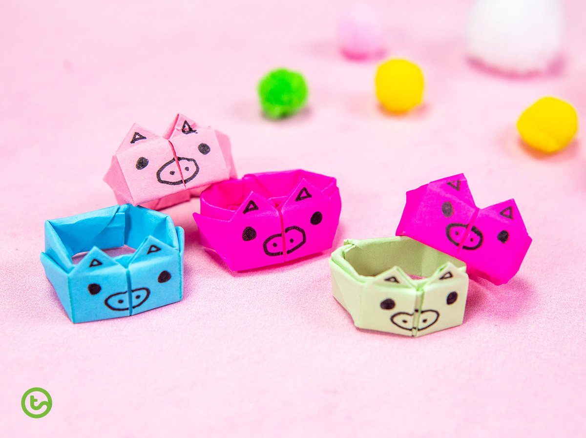 Origami pig ring for kids