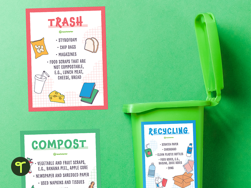 classroom recycling bin posters