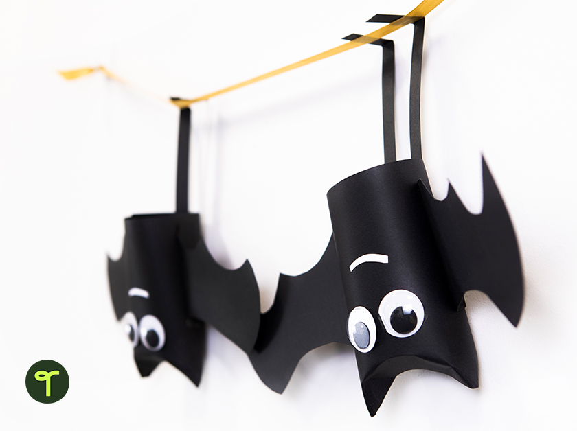 hanging halloween bat art activity