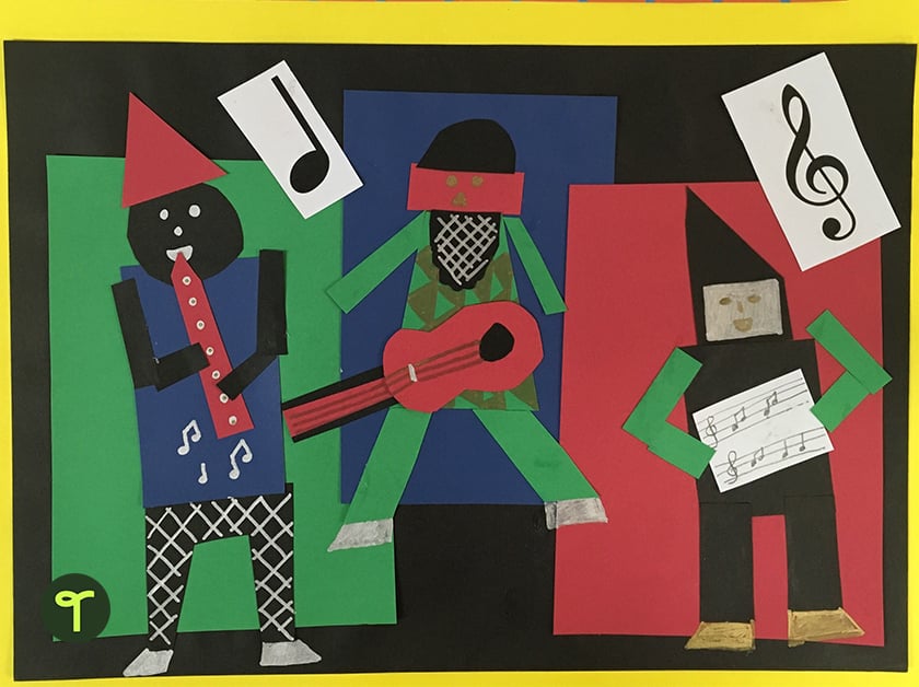 kids art activity based on picasso three musicians