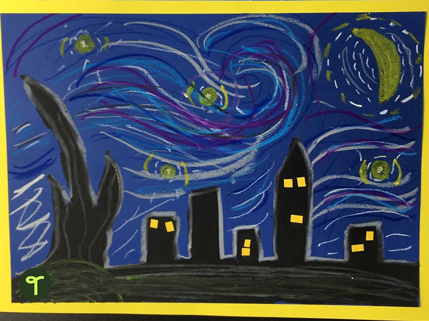 van gogh starry night art activity for kids