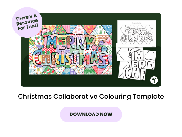 A primary teaching resource called 'Christmas Collaborative Colouring Template'
