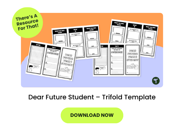 A primary teaching resource called 'Dear Future Student'