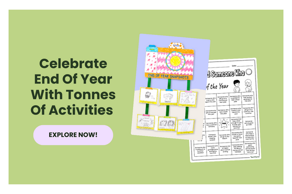 A green callout with text overlay: Celebrate End Of Year With Tonnes Of Activities