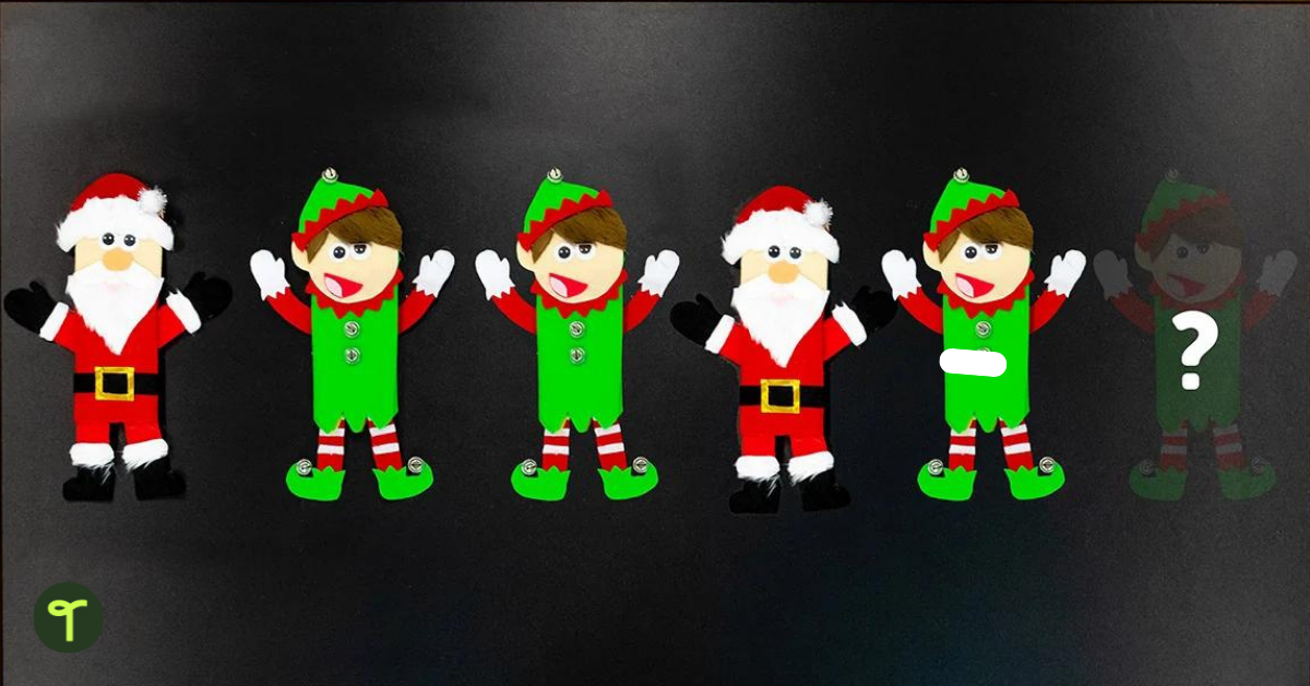 Paper bag elf craft in pattern - Teach Starter