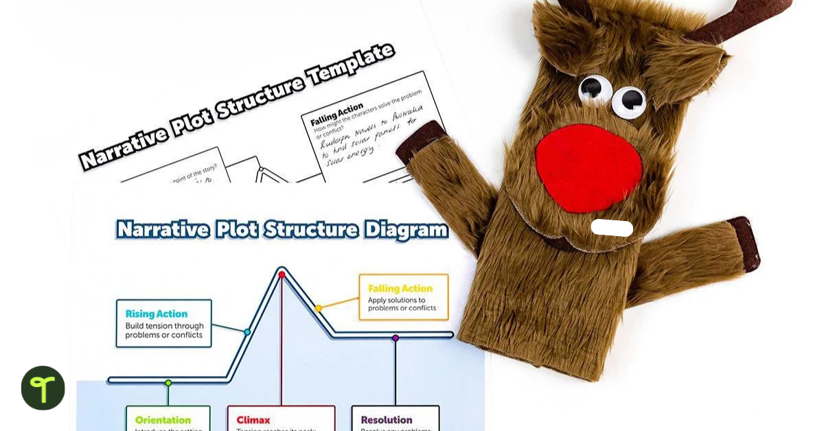Rudolph Paper Bag Christmas Craft with Narrative Plot Template - Teach Starter