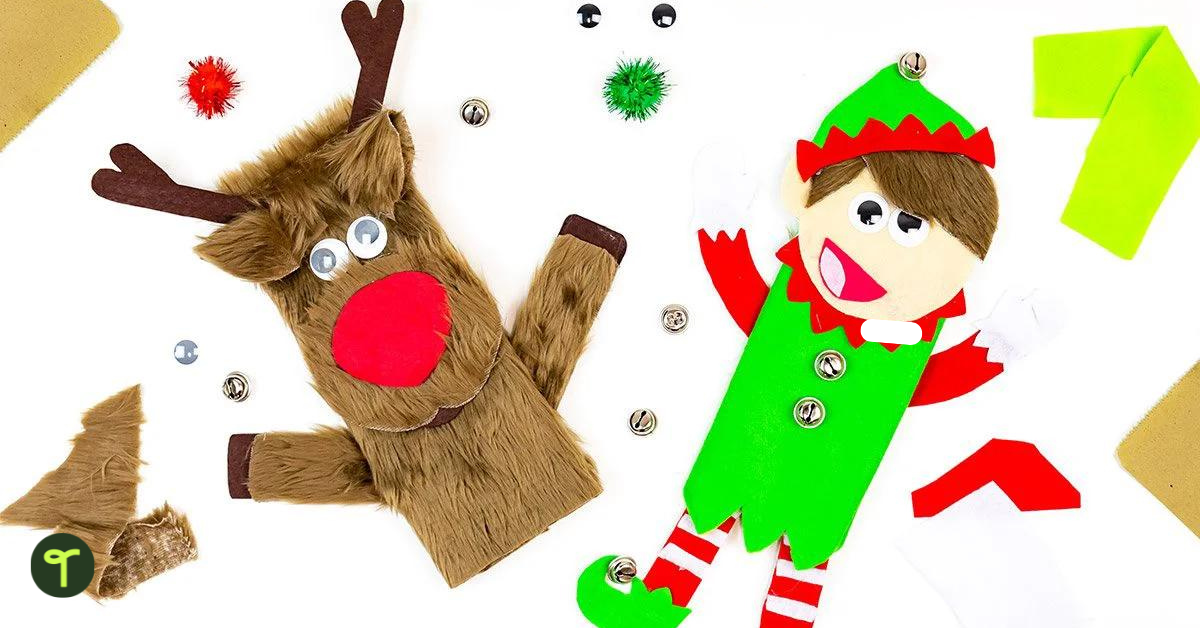 Rudolph and Elf Christmas Puppets Craft - Teach Starter