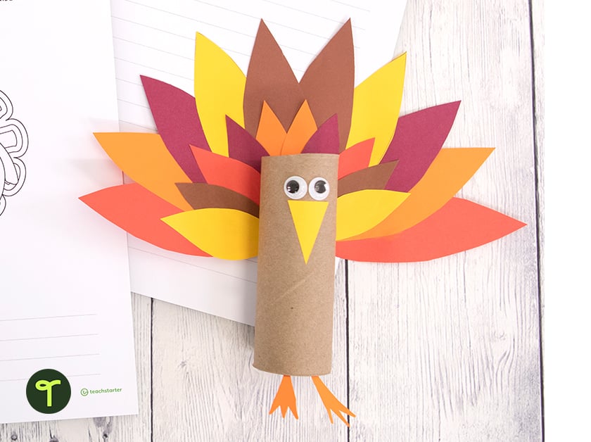 paper toilet roll turkey craft for kids