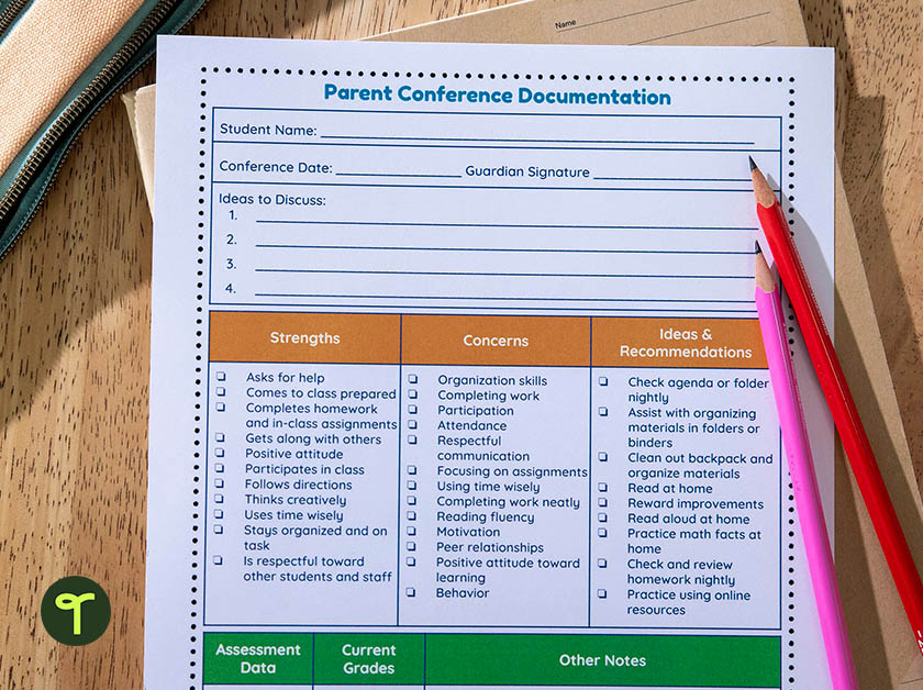 parent teacher conference template