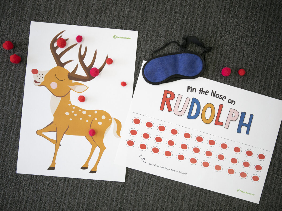 pin the tail on rudolph game