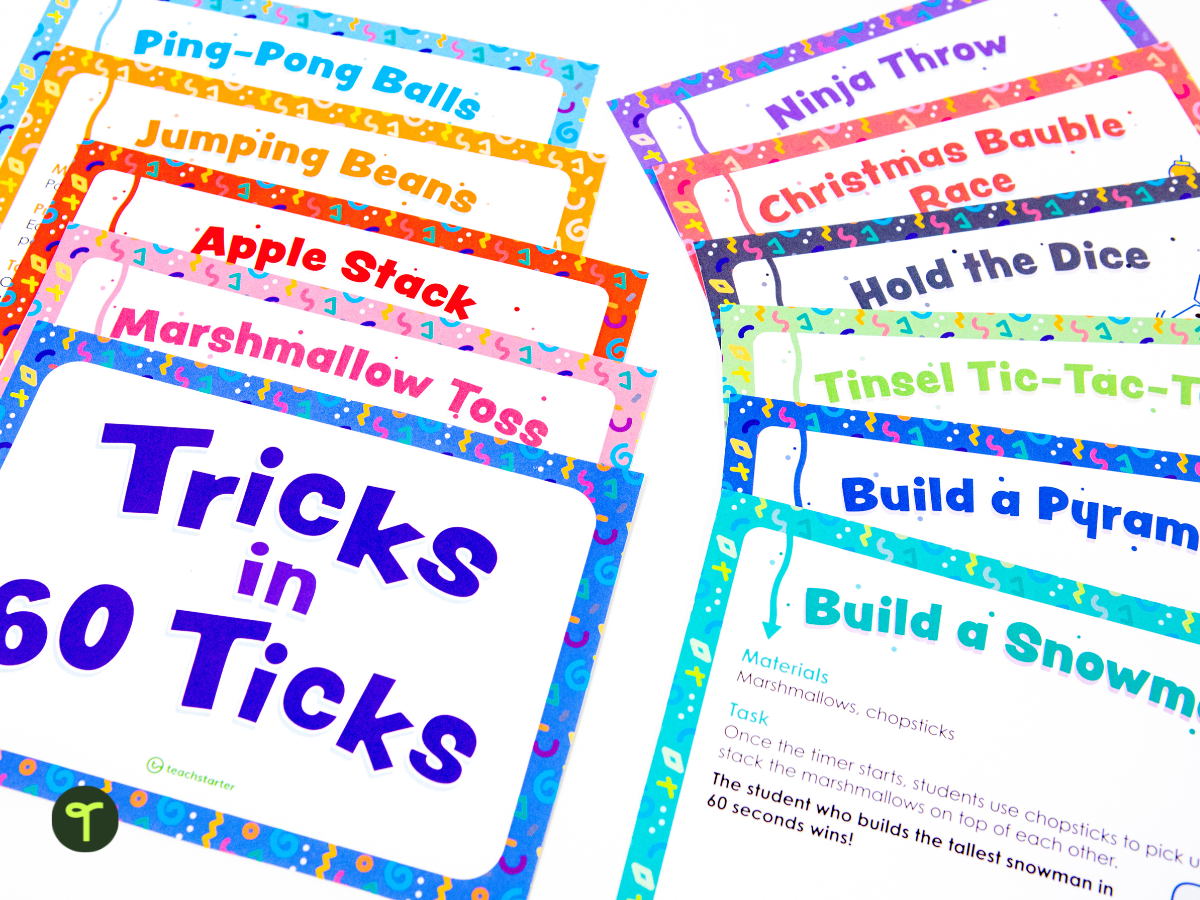 Tricks in 60 Ticks fun party game resource