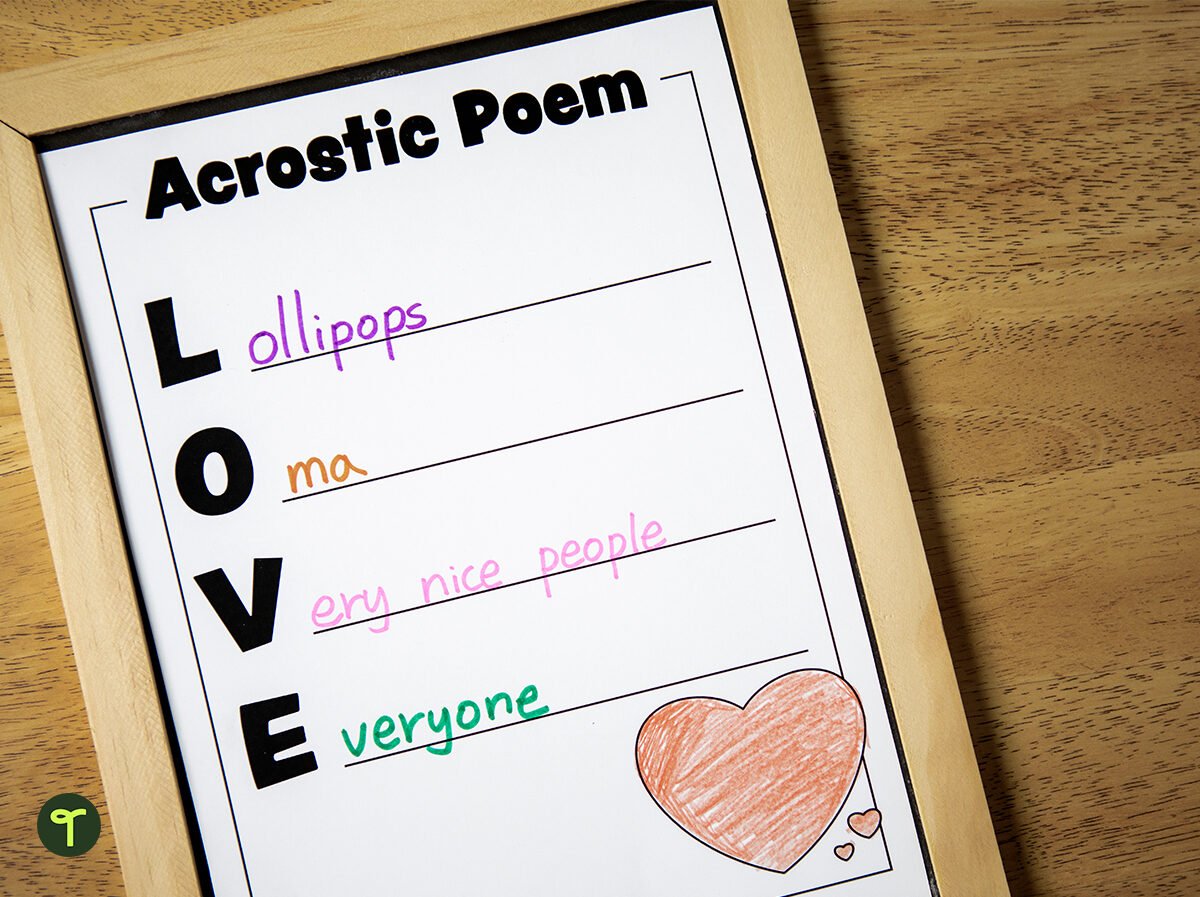 Valentine's Day acrostic poem template