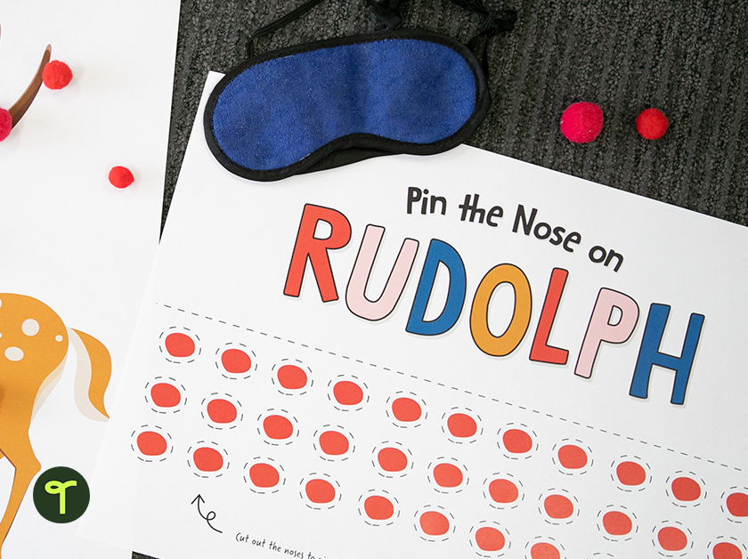 pin the nose on rudolph christmas game for kids