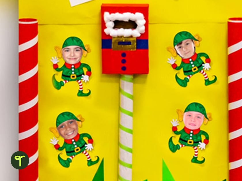 santa letters and elves classroom door decorationg idea