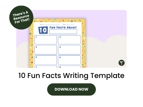 10 Fun Facts Writing Template with dark green 