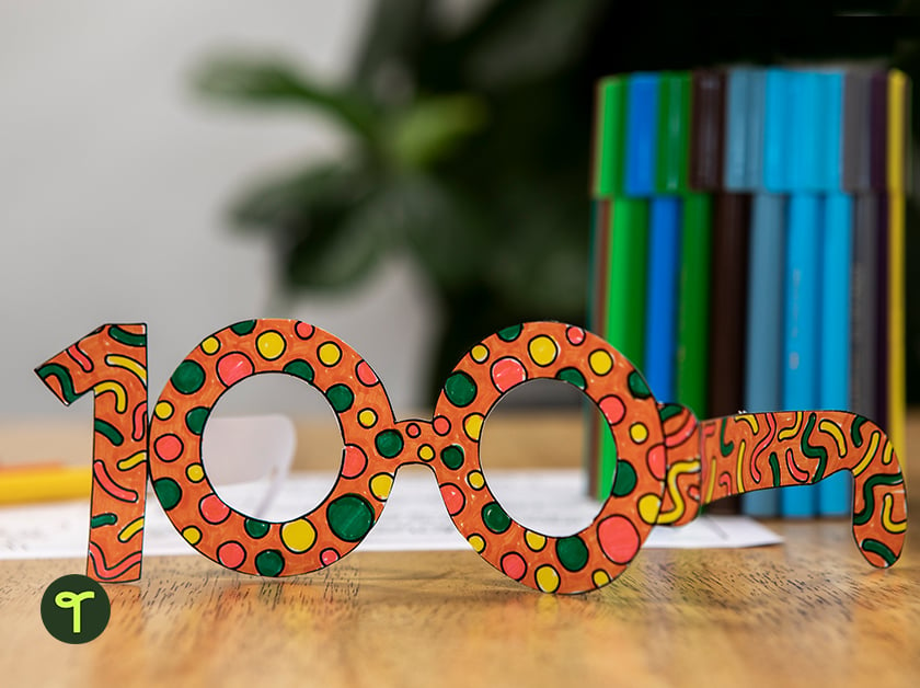 printable 100th day of school 100 glasses