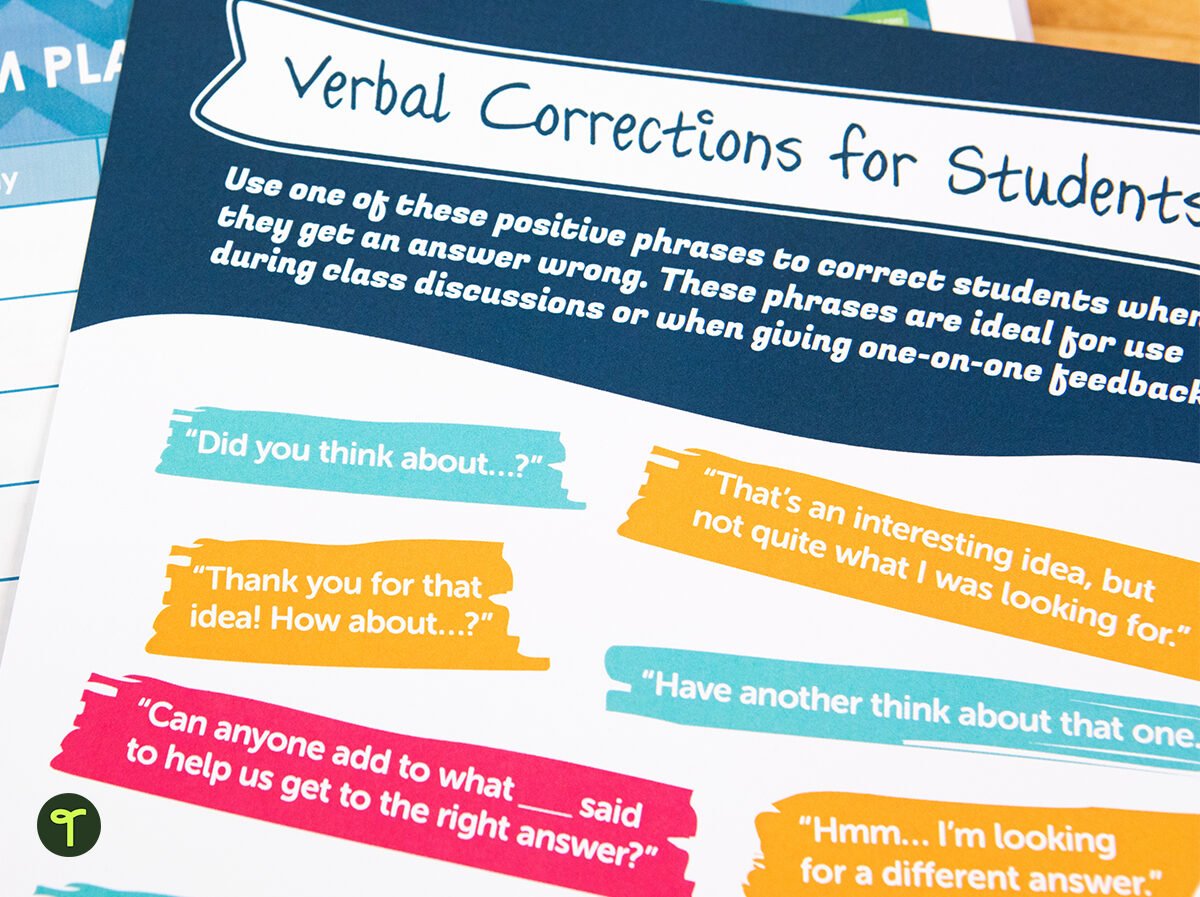 verbal corrections for students