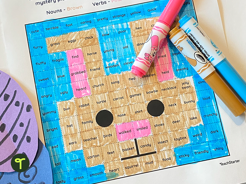 Grammar Grid Easter Rabbit Worksheet - Teach Starter