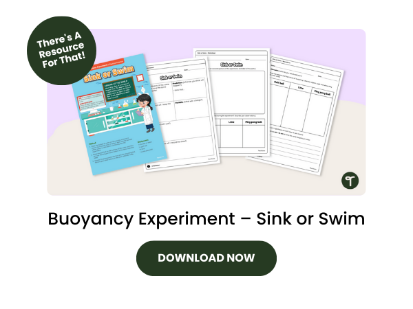 Buoyancy Experiment – Sink or Swim with dark green 