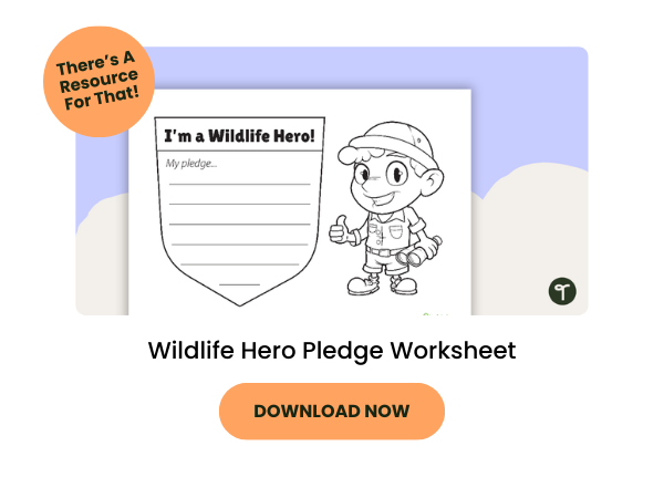 A primary teaching resource called 'Wildlife Hero Pledge Worksheet'