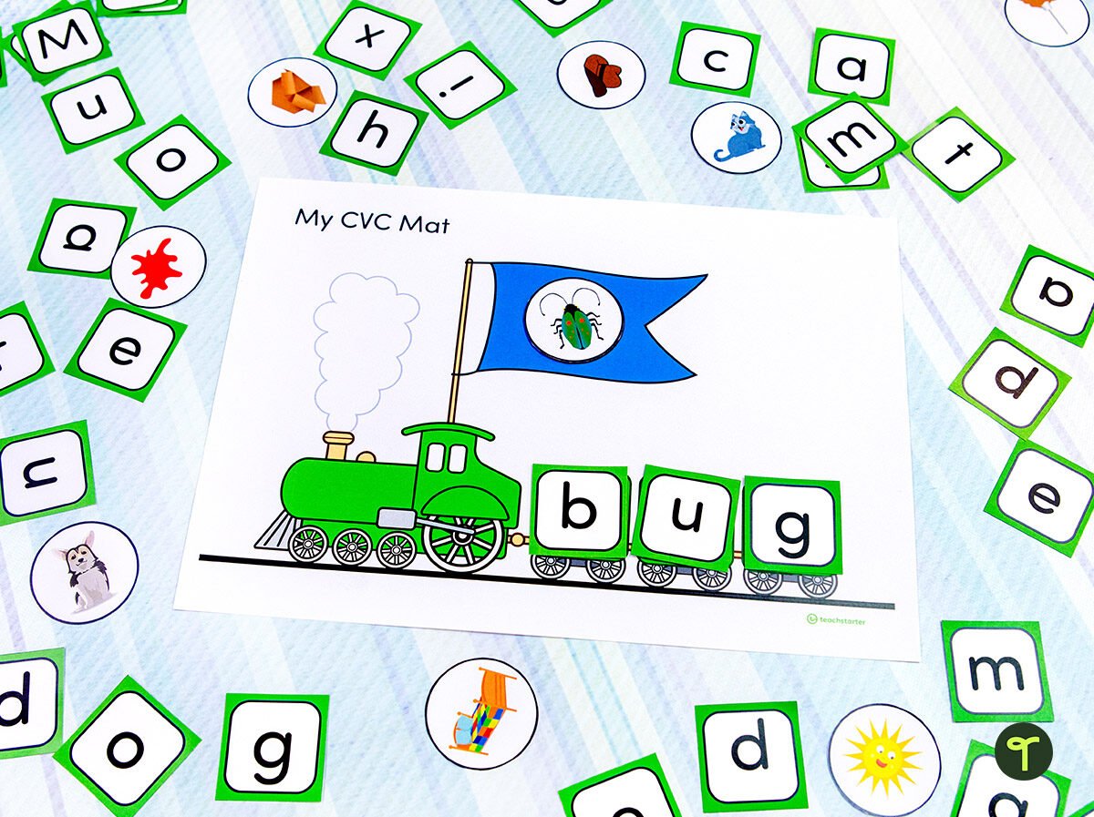 Word building train mat