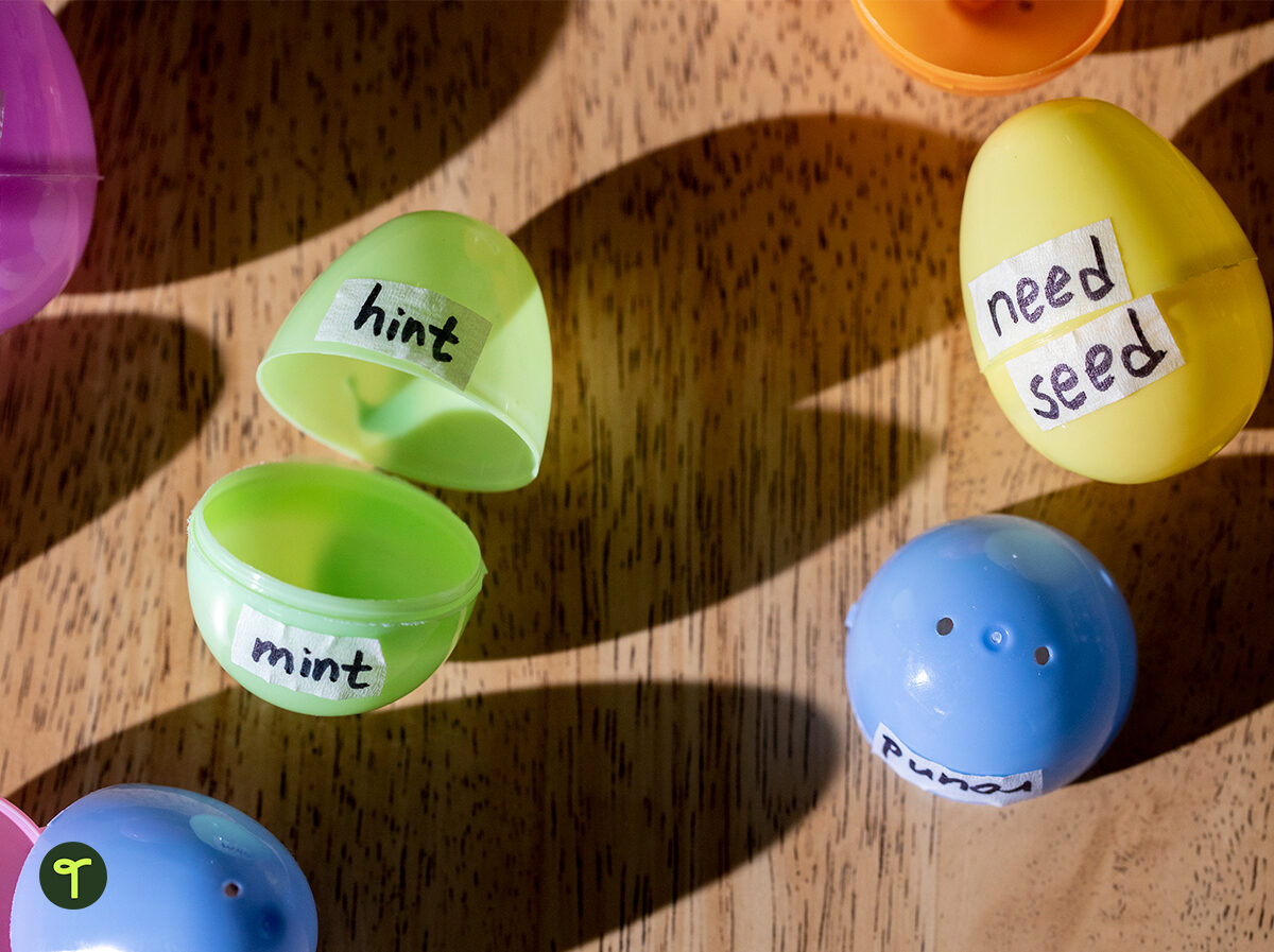 easter egg matching rhyming words game