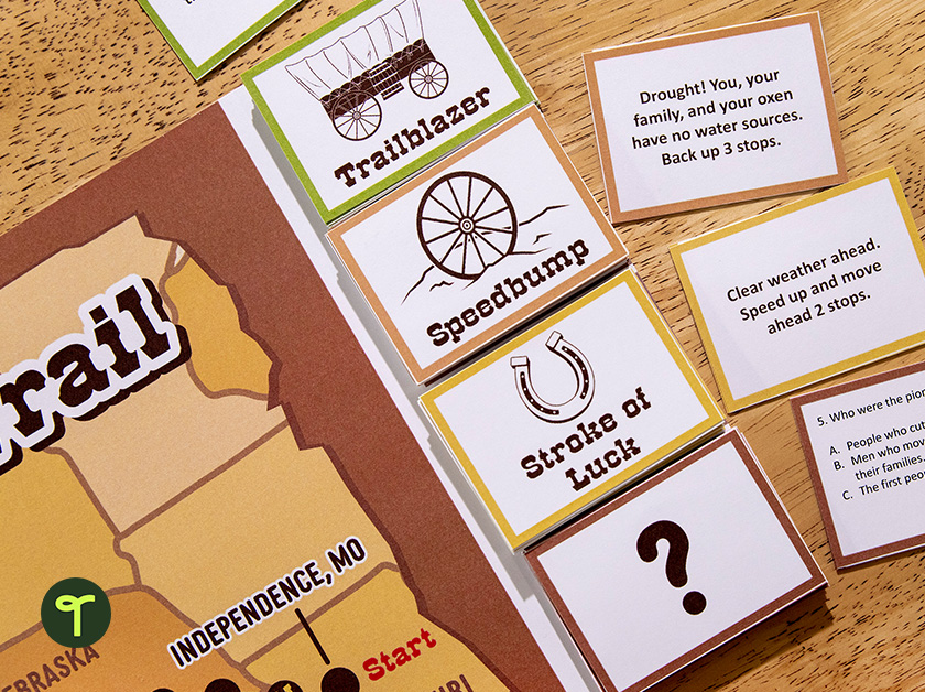 oregon trail board game pieces — teachstarter