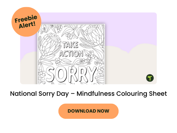 A primary teaching resource called 'National Sorry Day – Mindfulness Colouring Sheet'
