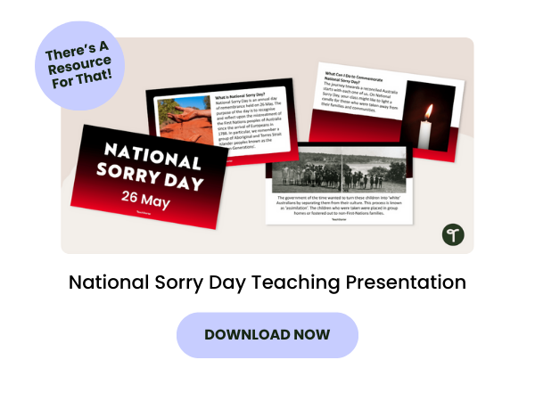 A primary teaching resource called 'National Sorry Day Teaching Presentation'