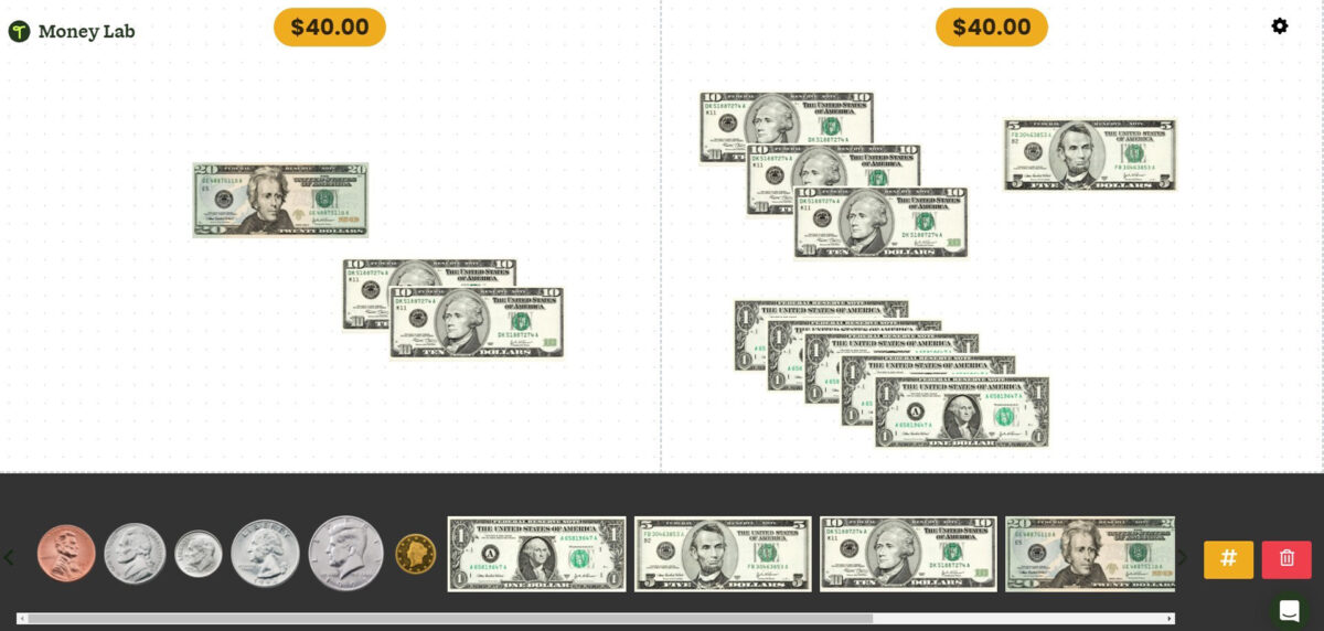 A screenshot of the Money Lab showing multiple ways to make $40.