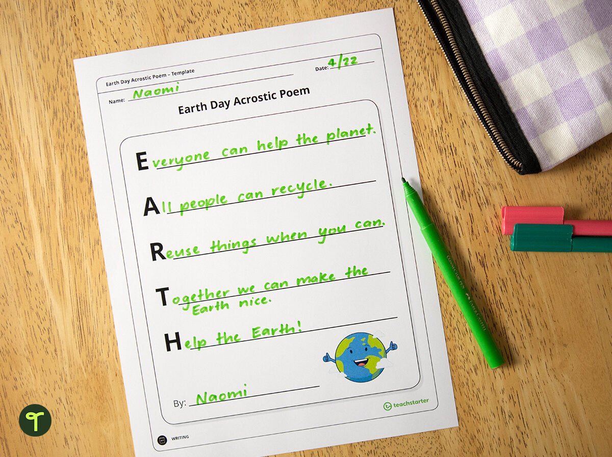 earth day acrostic for kids