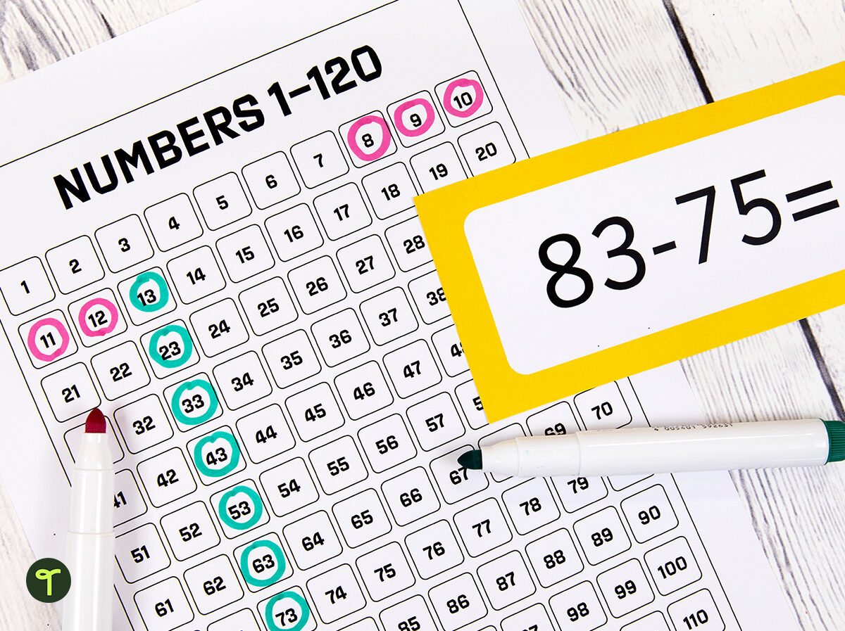 hundreds chart subtraction strategy