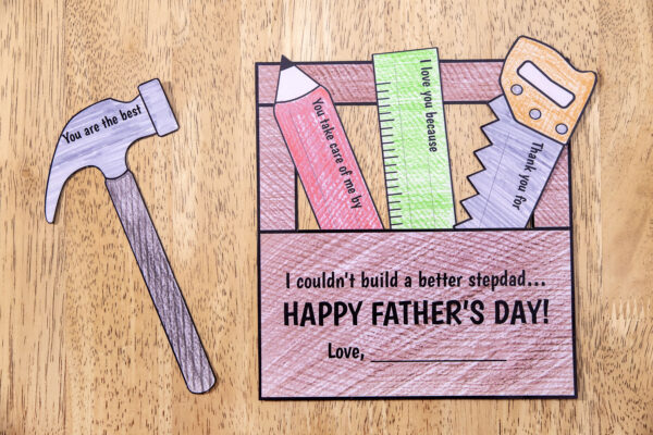 Father's Day Toolbox Craft on wooden table