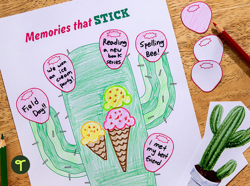 memory template end of school year activity