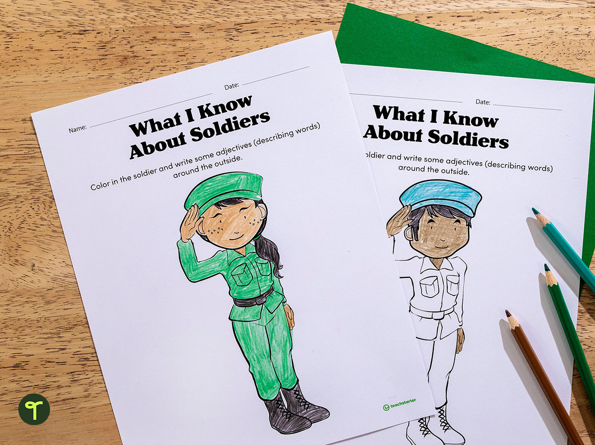 soldier coloring memorial day activity